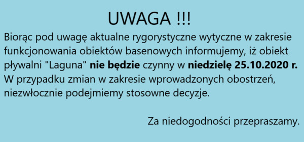 Pływalnia nieczynna 25 października