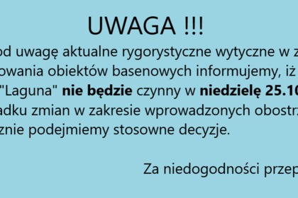 Pływalnia nieczynna 25 października