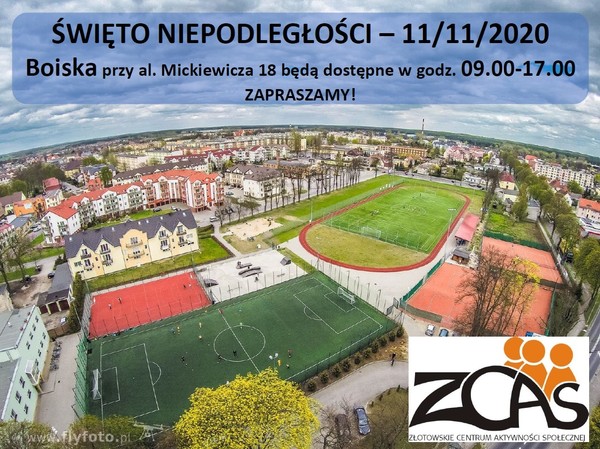 11 XI - dostępność boisk przy al. Mickiewicza 18