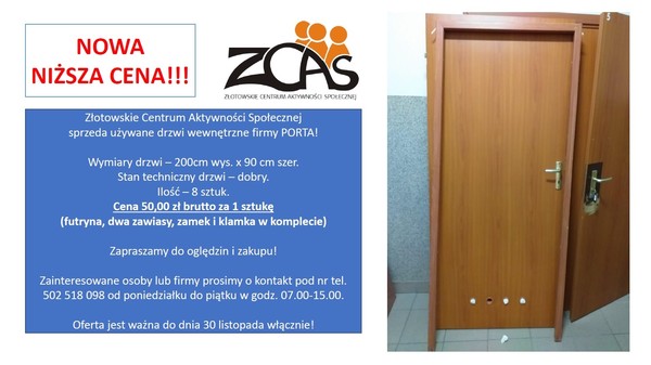 Drzwi na sprzedaż! NOWA niższa cena!