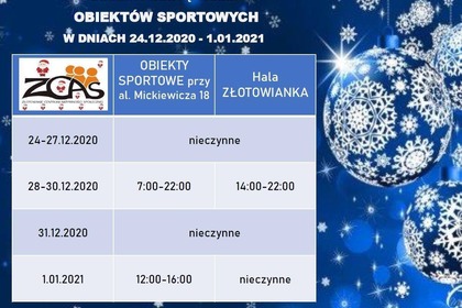 Dostępność obiektów w czasie świąt