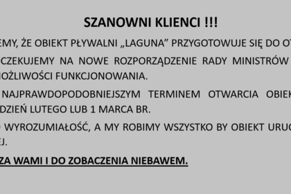 Informacja - otwarcie Laguny !!!