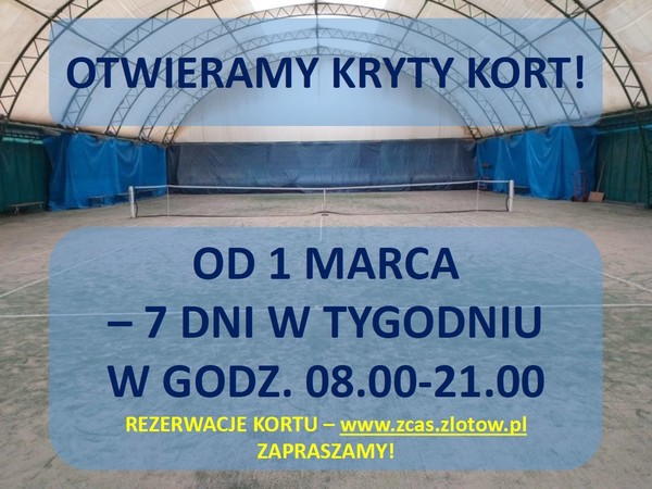 Kryty kort czynny!