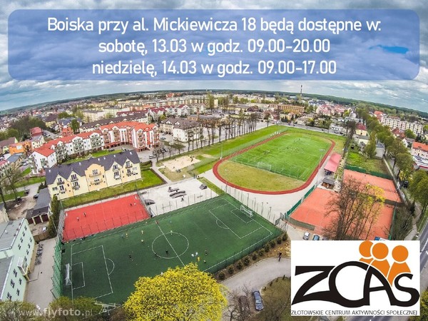 Dostępność boisk 13-14.03