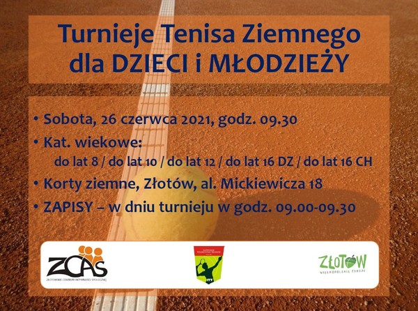 Turnieje tenisa ziemnego dla dzieci i młodzieży - 26/06/2021r.