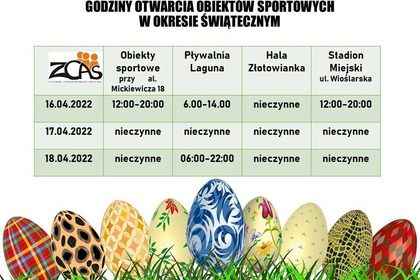 Godziny otwarcia obiektów sportowych w okresie świątecznym