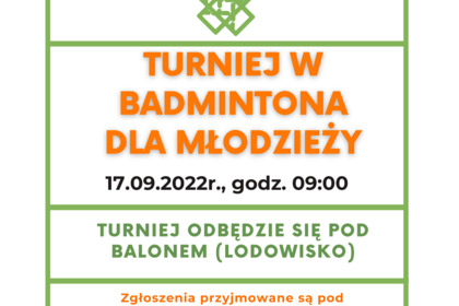 Turniej badmintona dla młodzieży 17.09.2022