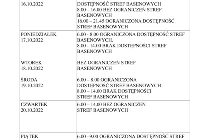 Dostępność pływalni 