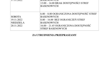 Dostępność pływalni 