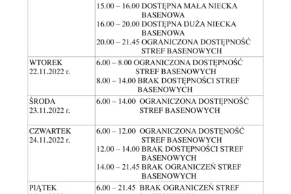 Dostępność pływalni 