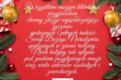 Najserdeczniejsze życzenia świąteczne i wszelkiej pomyślności w Nowym Roku !!! 